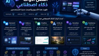 أحدث أدوات الذكاء الاصطناعي التي ظهرت مؤخرًا، مع توضيح وظائفها العملية في إنشاء المحتوى، وتوليد الصور، وتحليل البيانات، وإنتاج الفيديوهات، وتحسين الإنتاجية